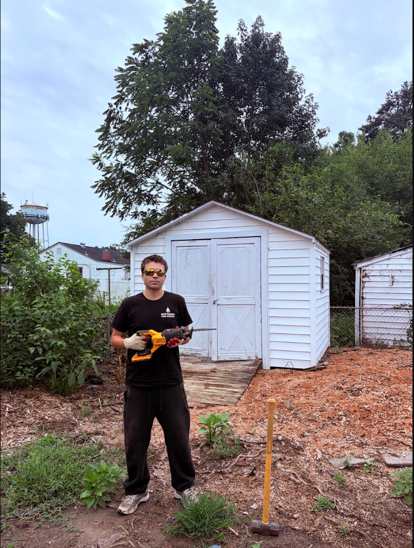 Waste Warriors preparing to remove a shed
